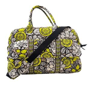Vera Bradley Citron Large Duffel Travel‎ Bag Yellow Floral Quilted